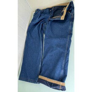 Duluth Trading Co Carpenter Jeans Mens Fleece Lined 48x34 Blue Workwear Warm
